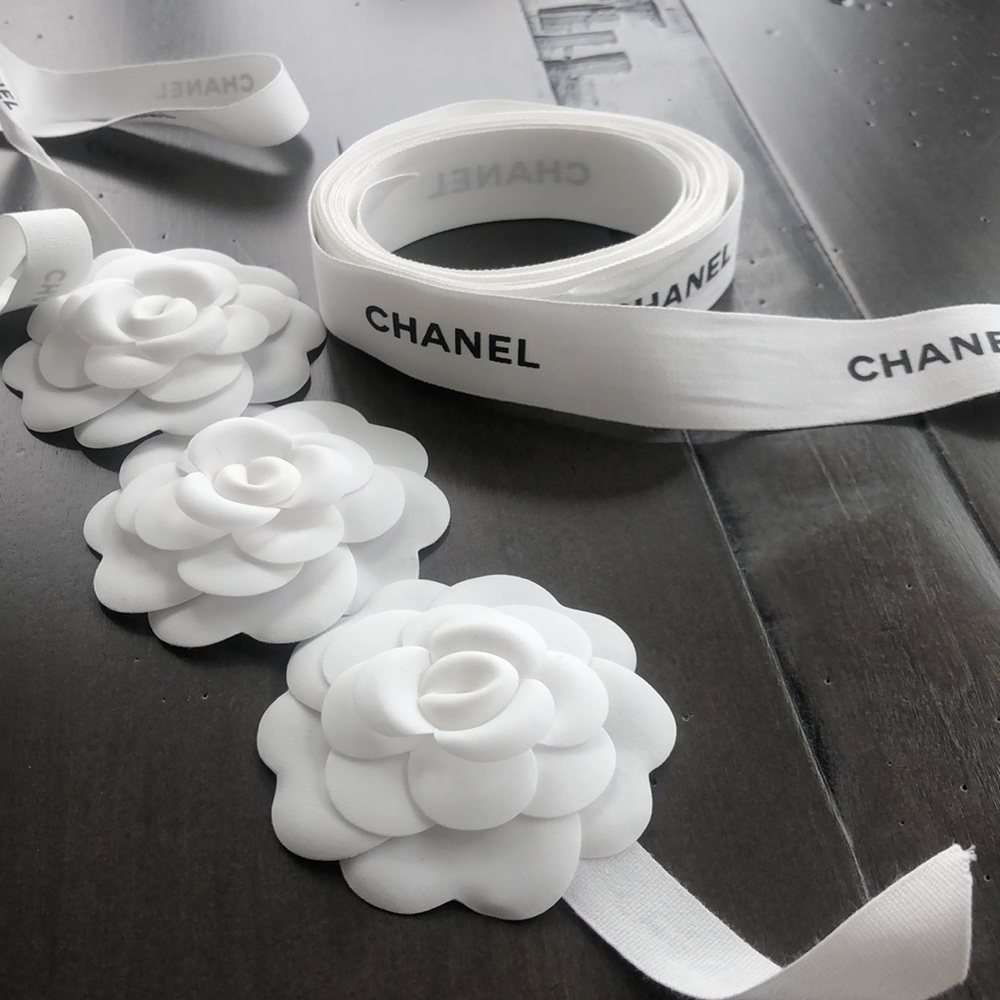 Authentic Chanel Ribbon and Camellia Gift Set